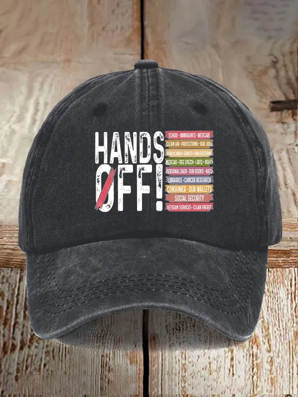 Unisex Retro Hands Off Protest Printed Baseball Cap