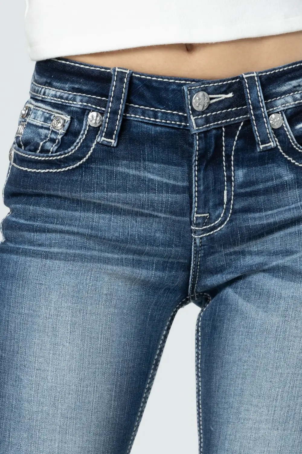 Turquoise & Champagne Fleur De Lis Bootcut Jeans