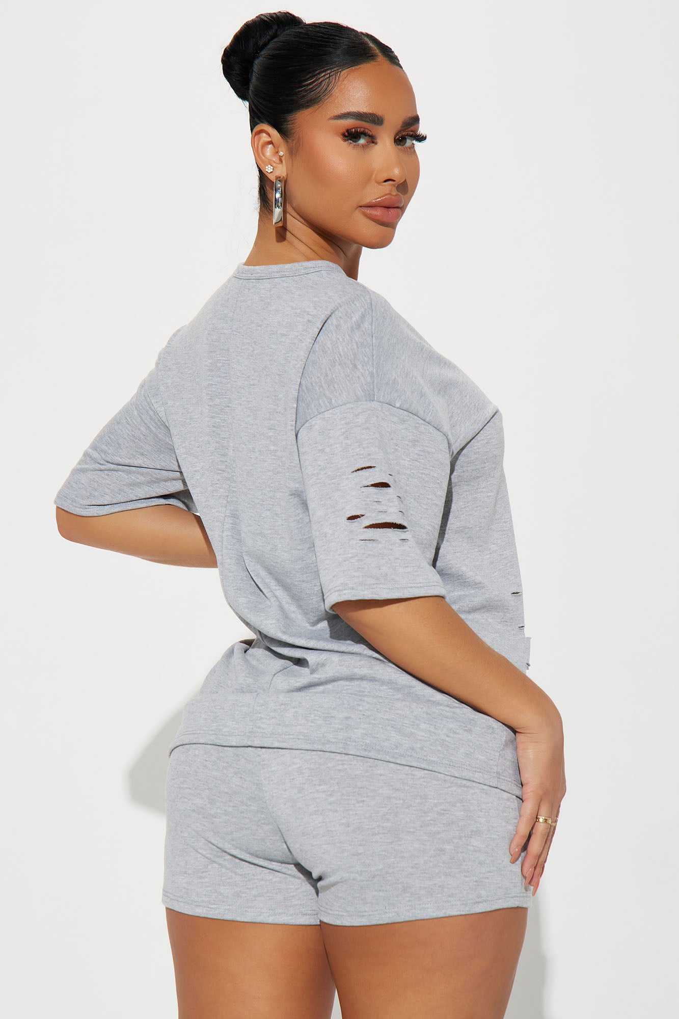 Vibe Check Short Set - Heather Grey