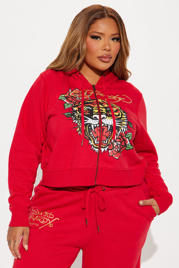 Ed Hardy Tiger Hoodie - Red
