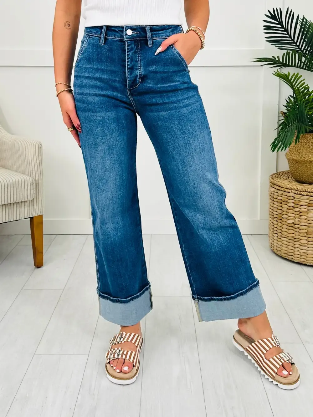 Mica Cuff it Up Wide Leg Jeans