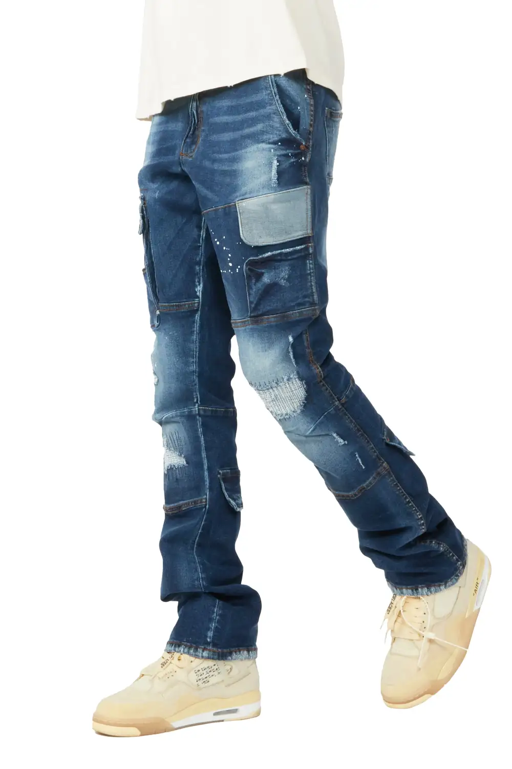 Gannon Dark Blue Stacked Flare Jean
