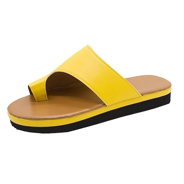 Women's Sandals Flat Sandals Orthopedic Sandals Bunion Sandals Outdoor Slippers Outdoor Daily Beach Summer Flat Heel Open Toe Casual Minimalism PU Leather Faux Leather Loafer Solid Color Leopard