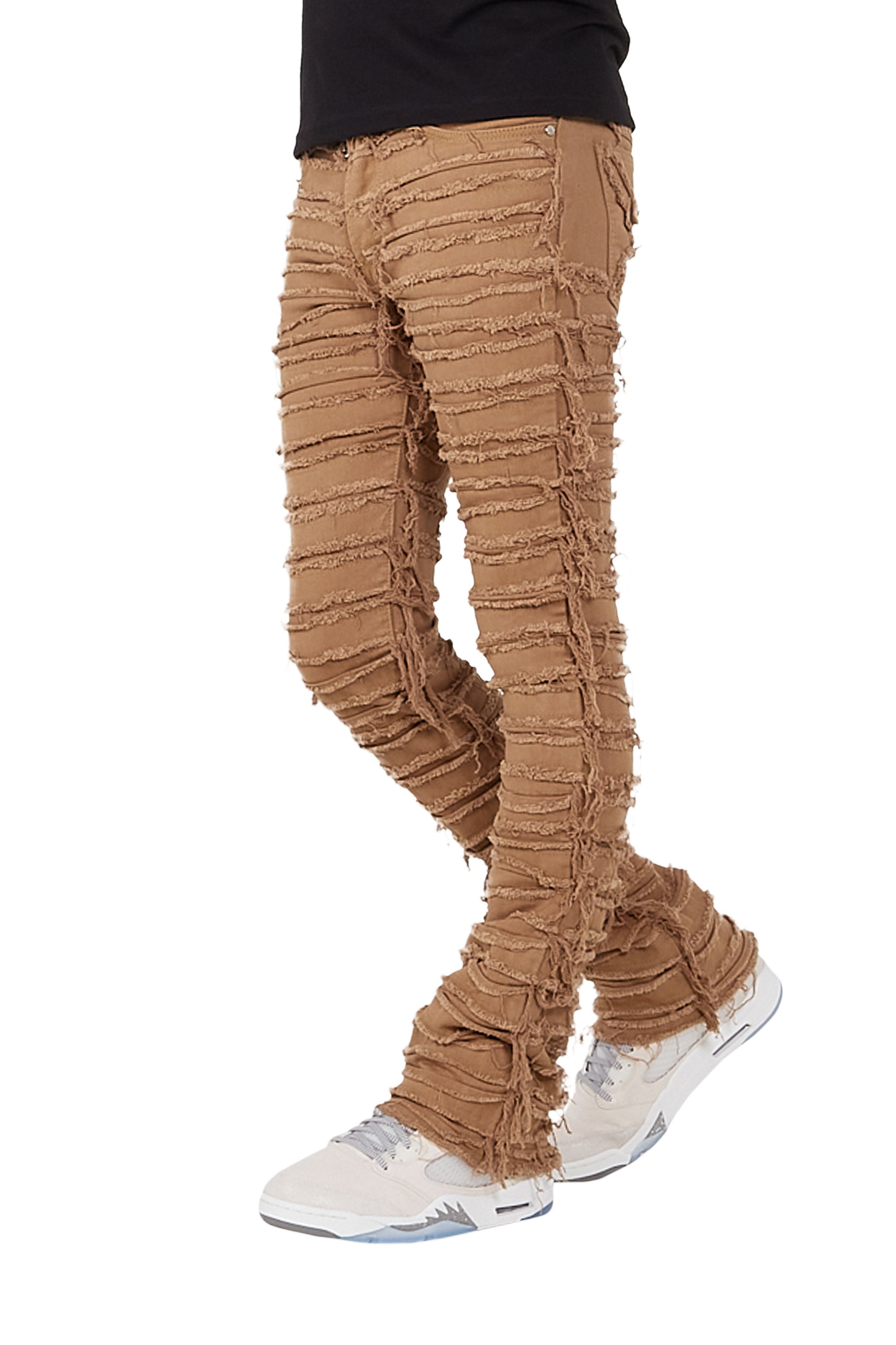Kunno Beige Stacked Flare Jean