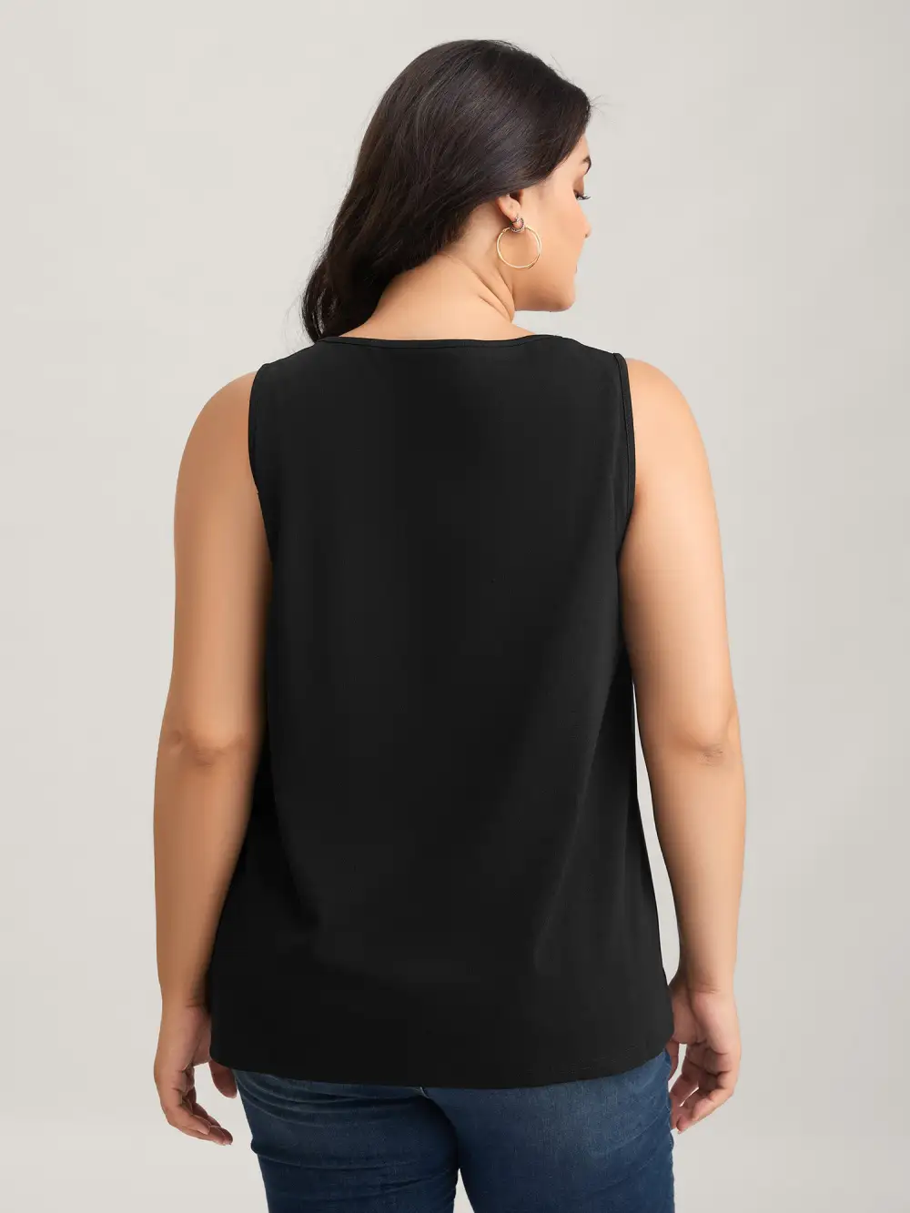 Solid V Neck Laser Cut Tank Top