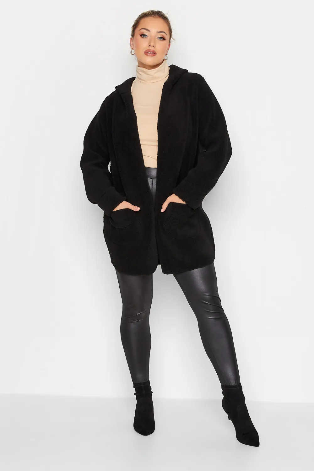 YOURS Curve Brown Teddy Hooded Jacket