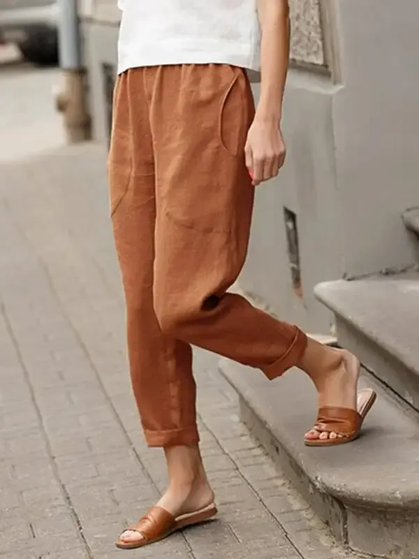 Linen-cotton Women's Large Size Loose Pants