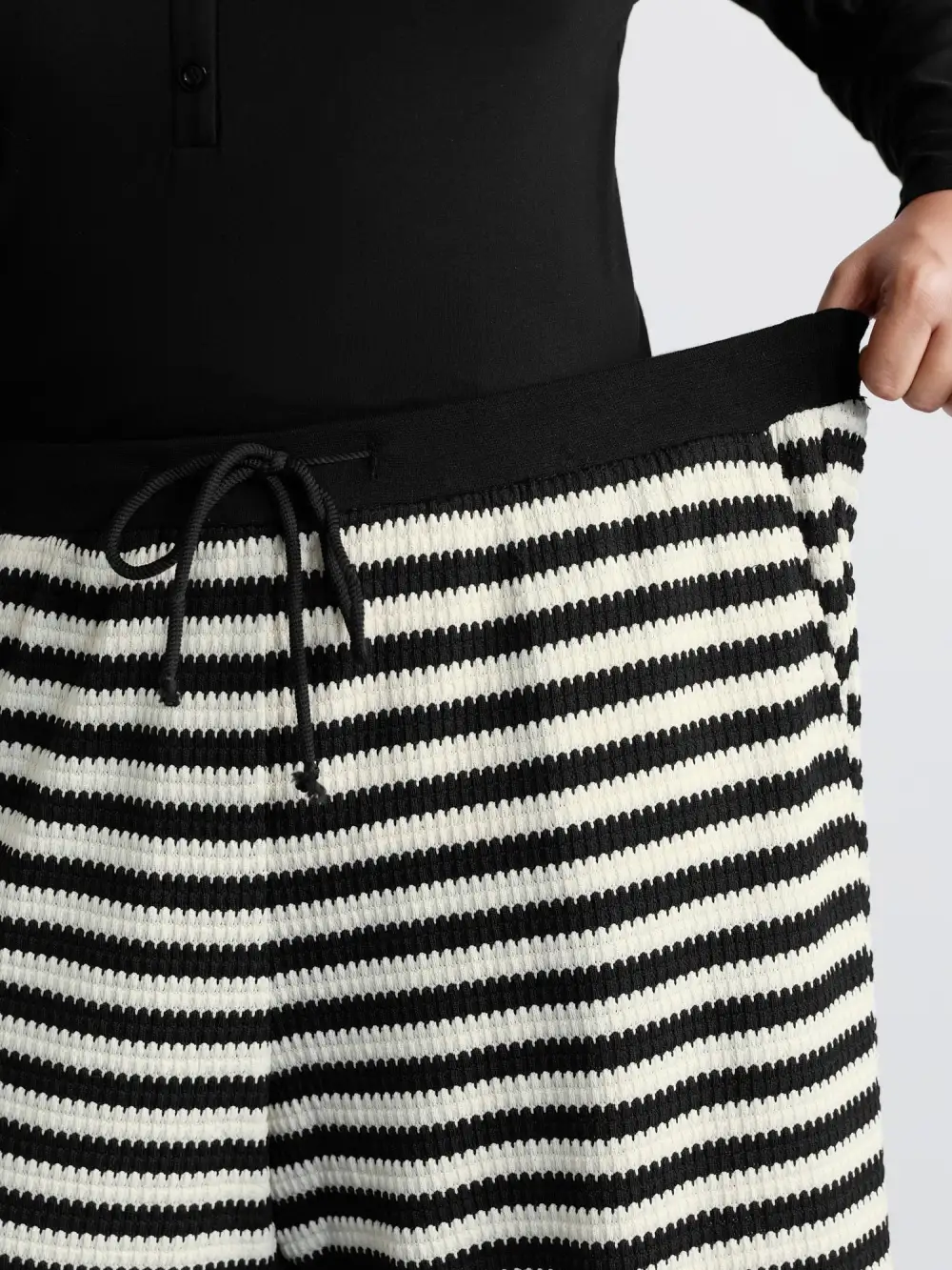 Stripe Drawstring Waist Straight-Leg Pants