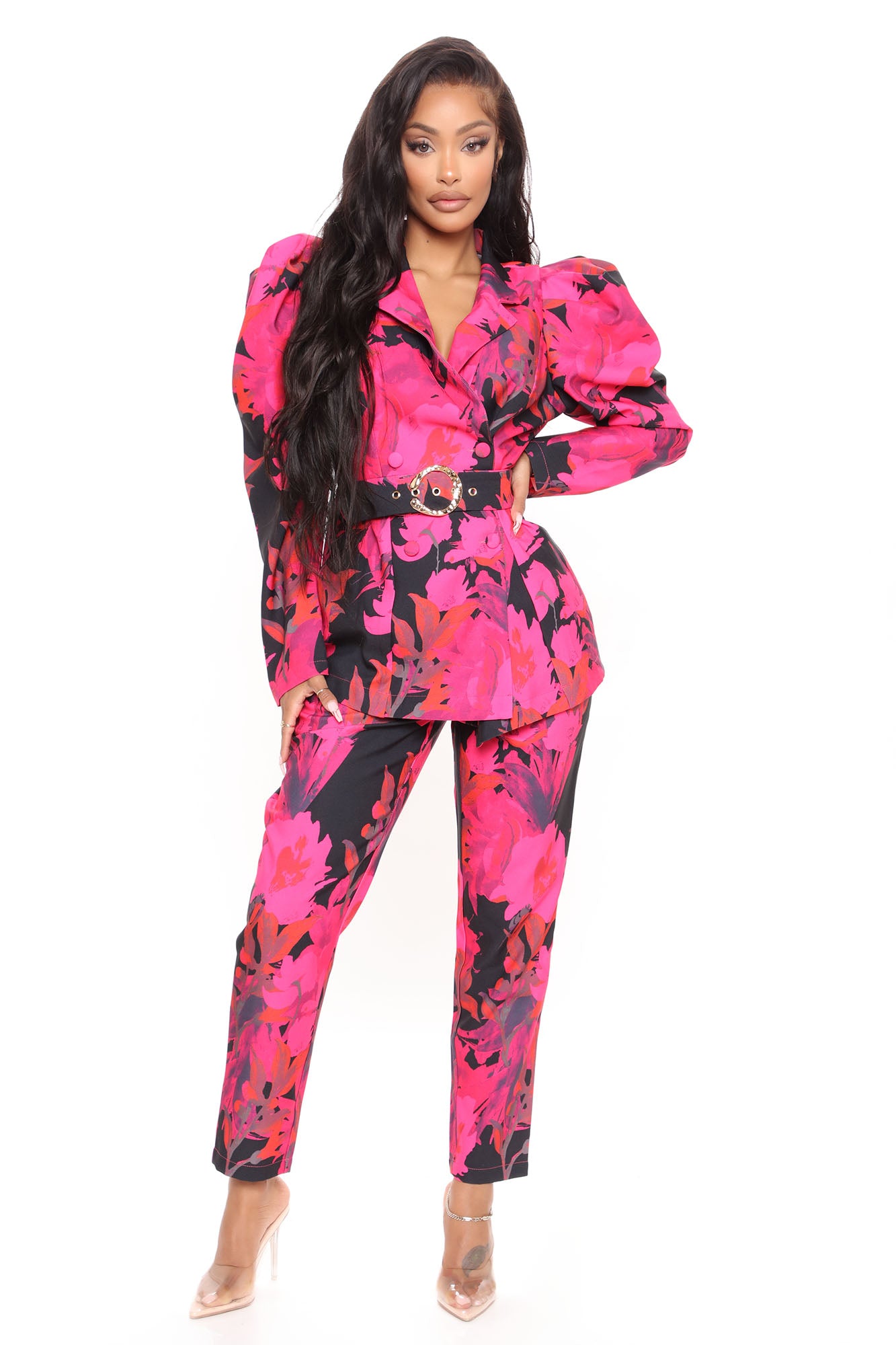 Best For Last Floral Blazer Set - Pink/combo