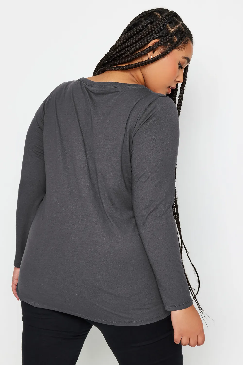 YOURS Curve Black Cotton Long Sleeve T-Shirt