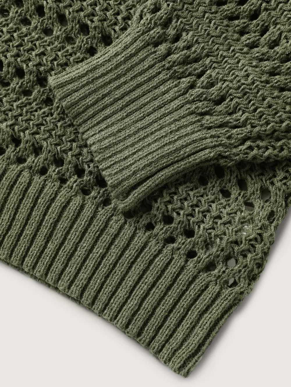 Cut-Out Textured Drop Shoulder Pullover