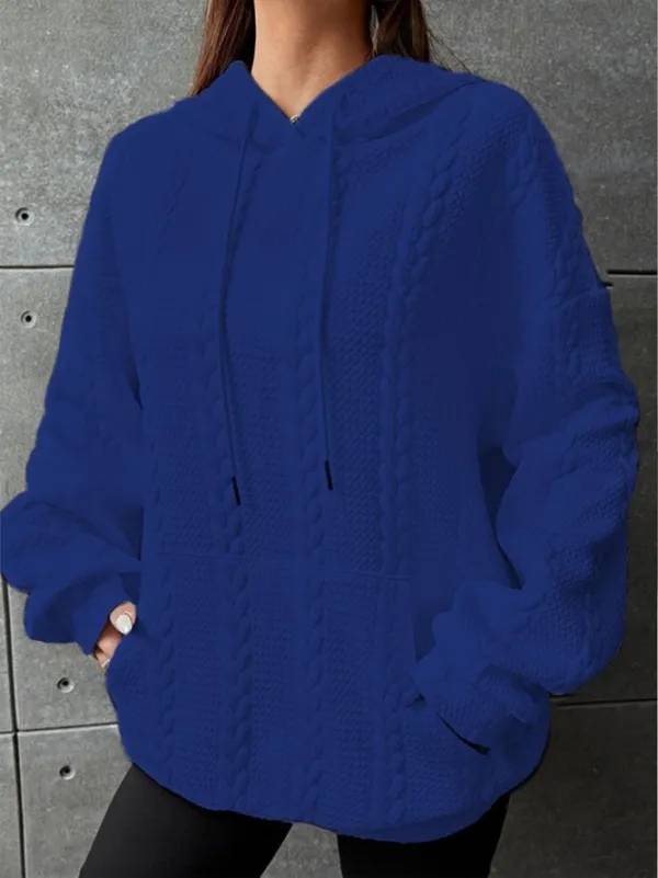 Casual Loose Plain Hoodie Long sleeve Sweatshirt.