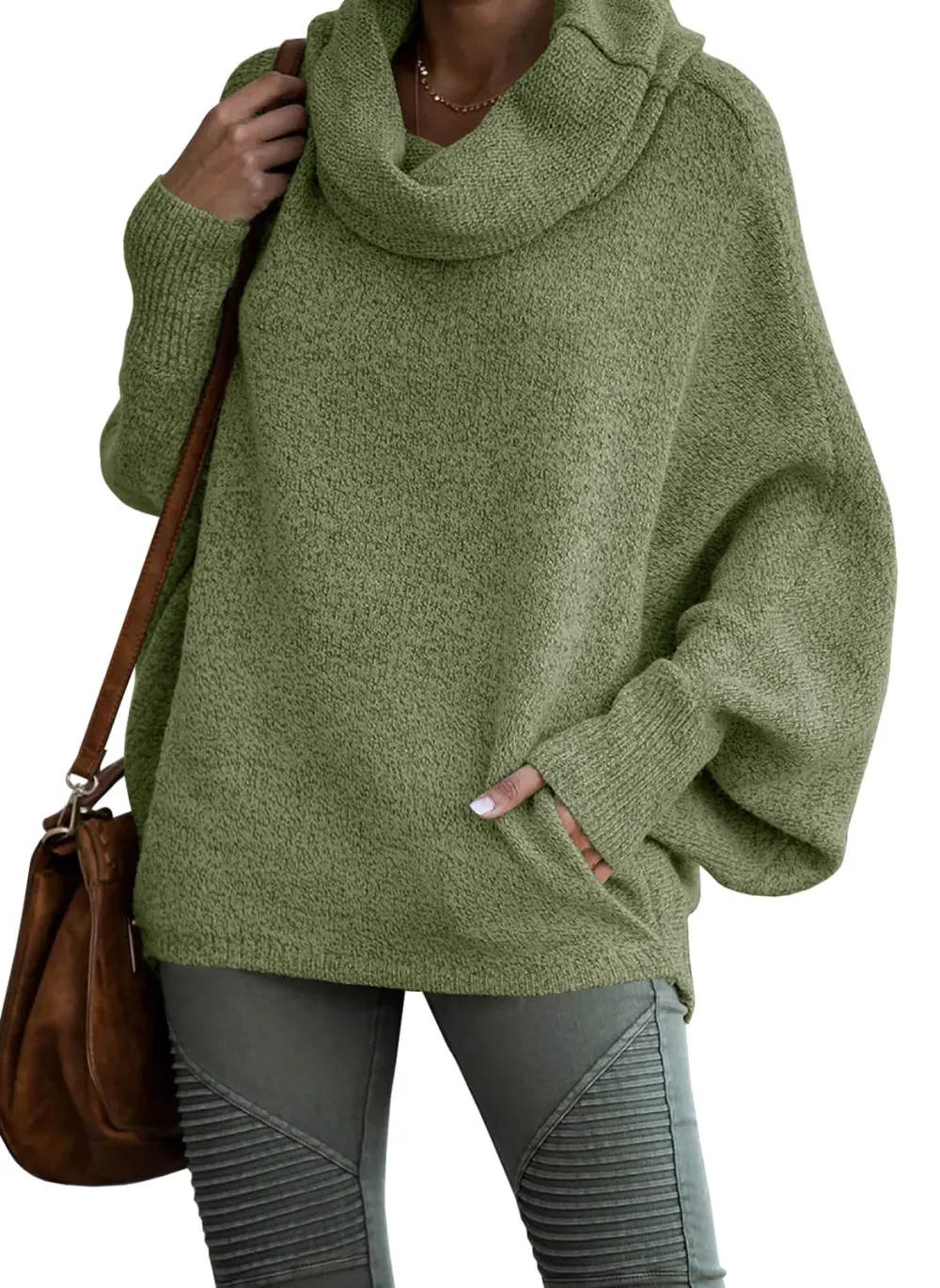 ✨Women's Cashmere Cowl Neck Pullover Sweaters with Pockets