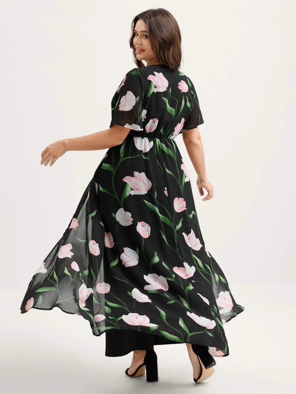 Hidden Zipper Floral Layered Pockets Jumpsuit