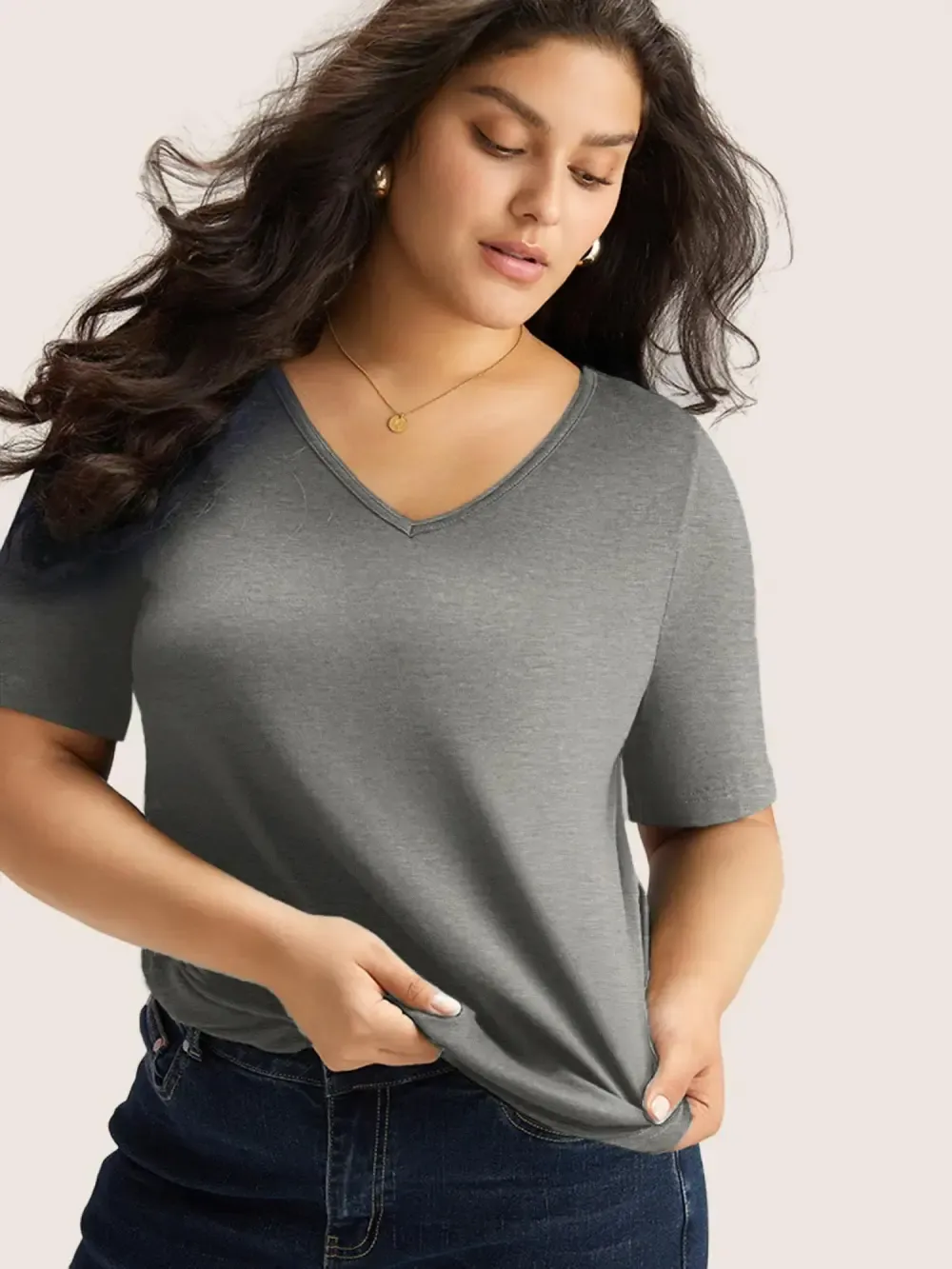 4 Pack Cotton V Neck Plain Basic T-shirt