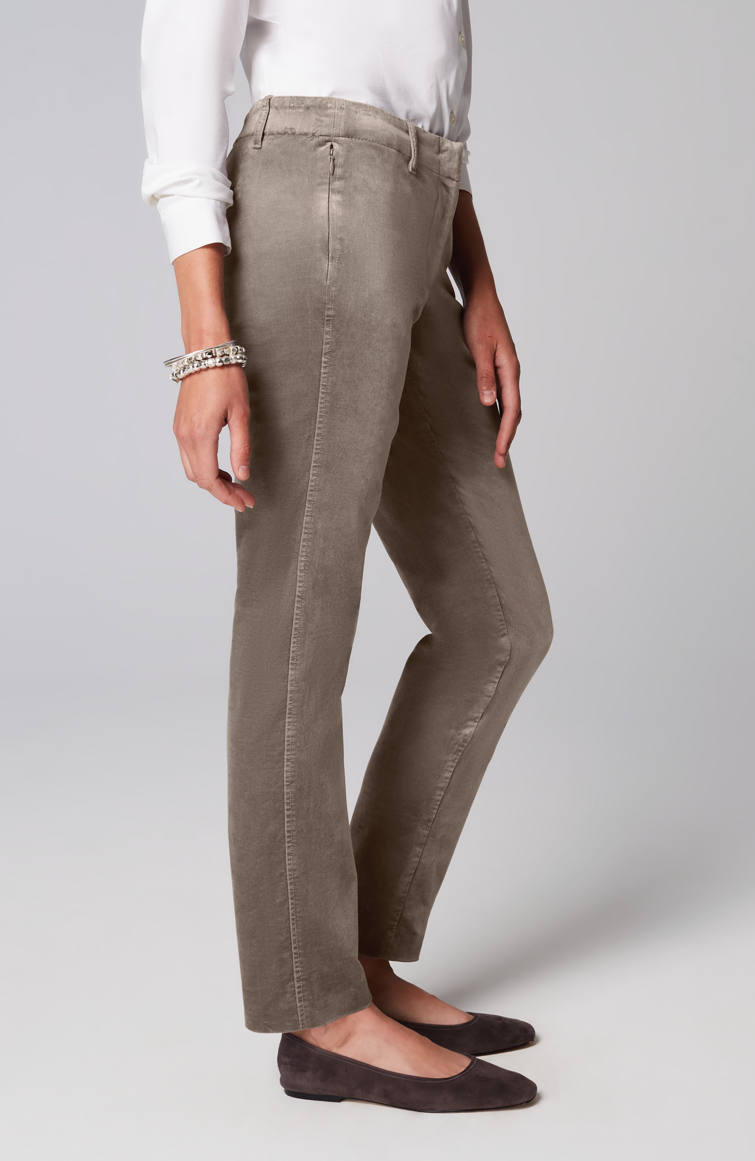 Velveteen-Stretch Slim-Leg Pants
