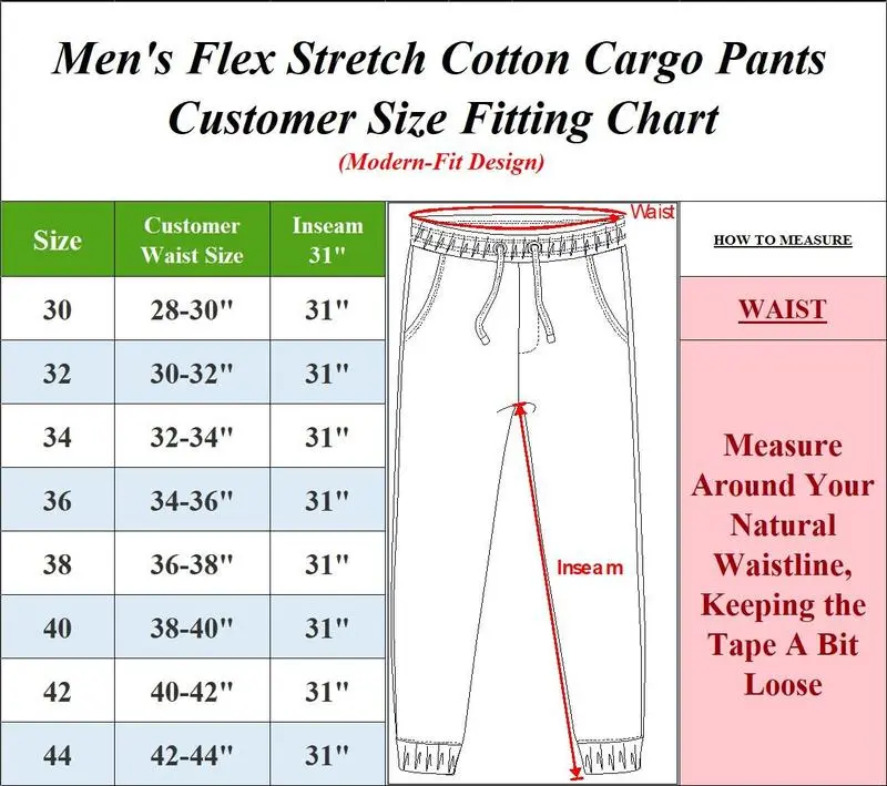 Men's 3 Pack Flex Stretch Cotton Cargo Pants