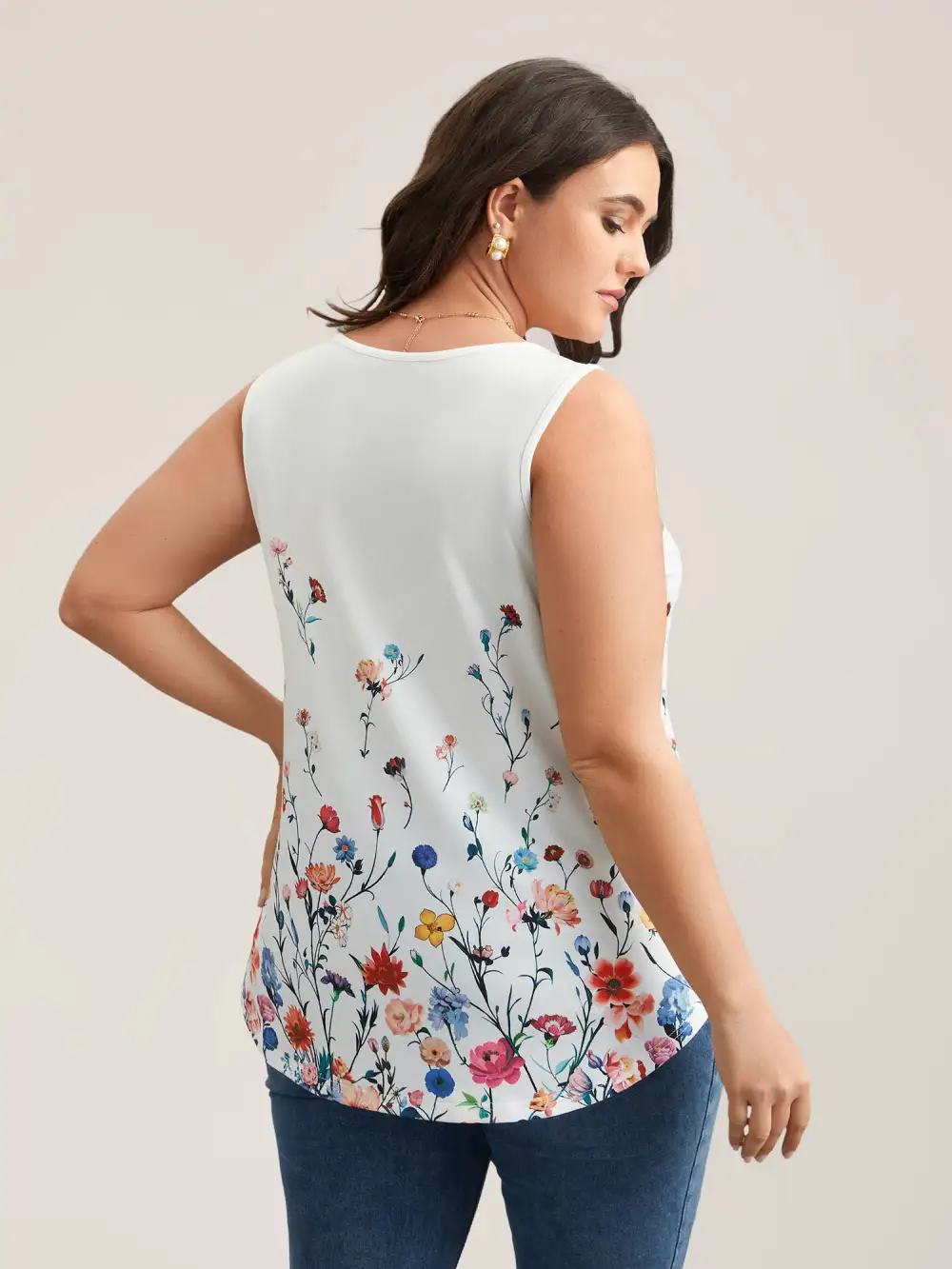 Blooming Flowers Print Stretchy Vest