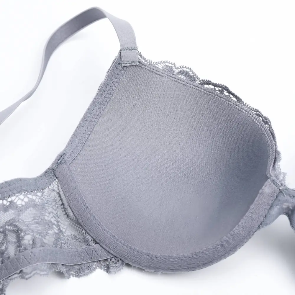 Floral Lace Push Up Bra Lightly Padded Comfort Demi Plunge Bra