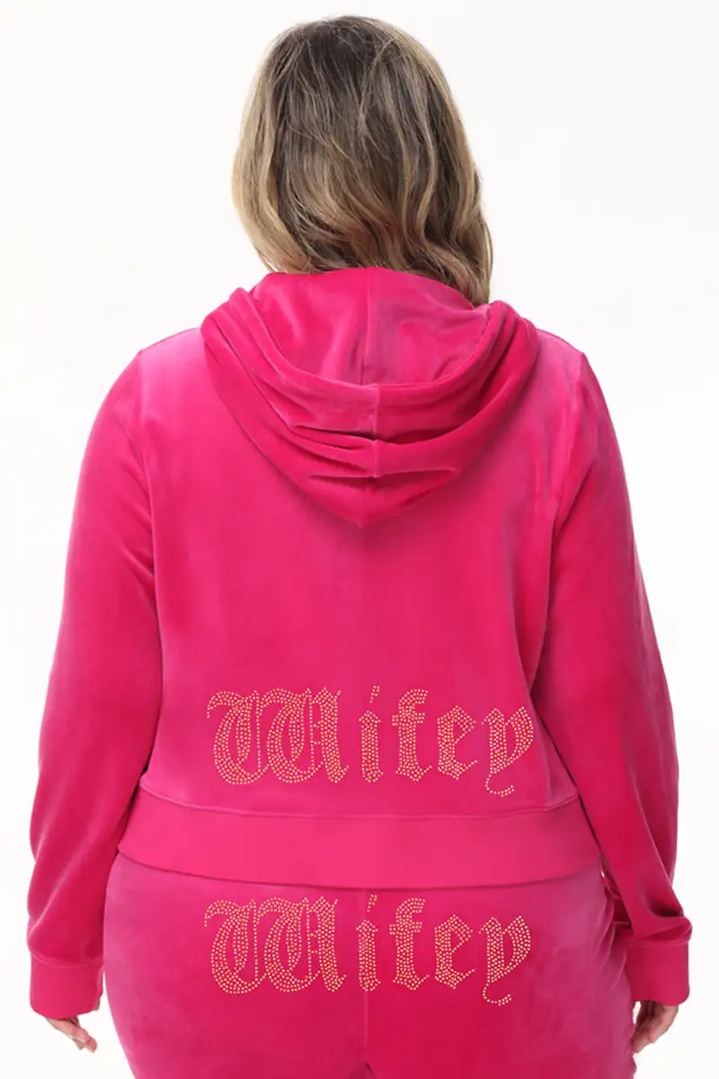 Wifey Big Bling Velour Hoodie