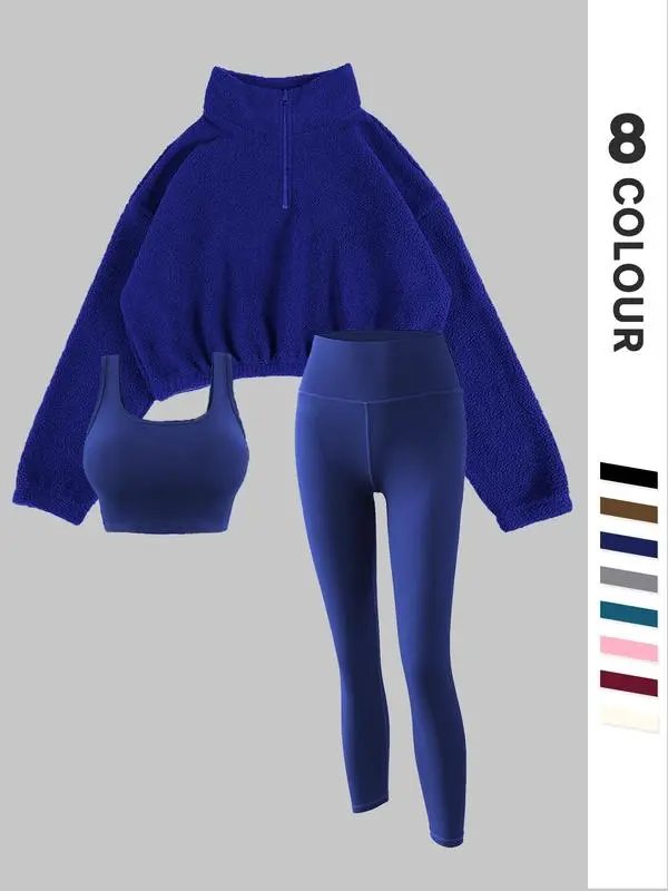 Women’s Thermal Tracksuit Set – 3-Piece Sporty Outfit