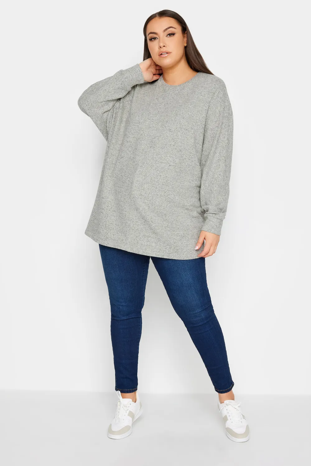 YOURS LUXURY Curve Grey Front Seam Detail Jumper