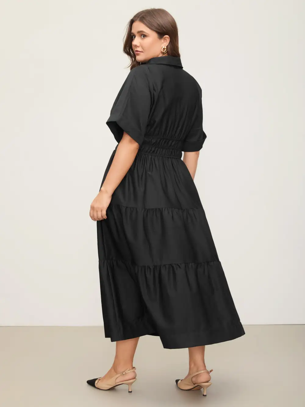 Midfield Tiered Midi Shirt Dress