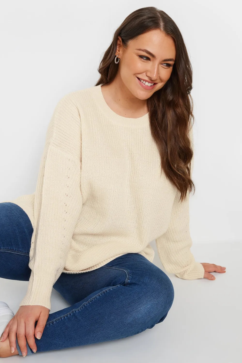 YOURS Curve Stone Brown Knitted Jumper