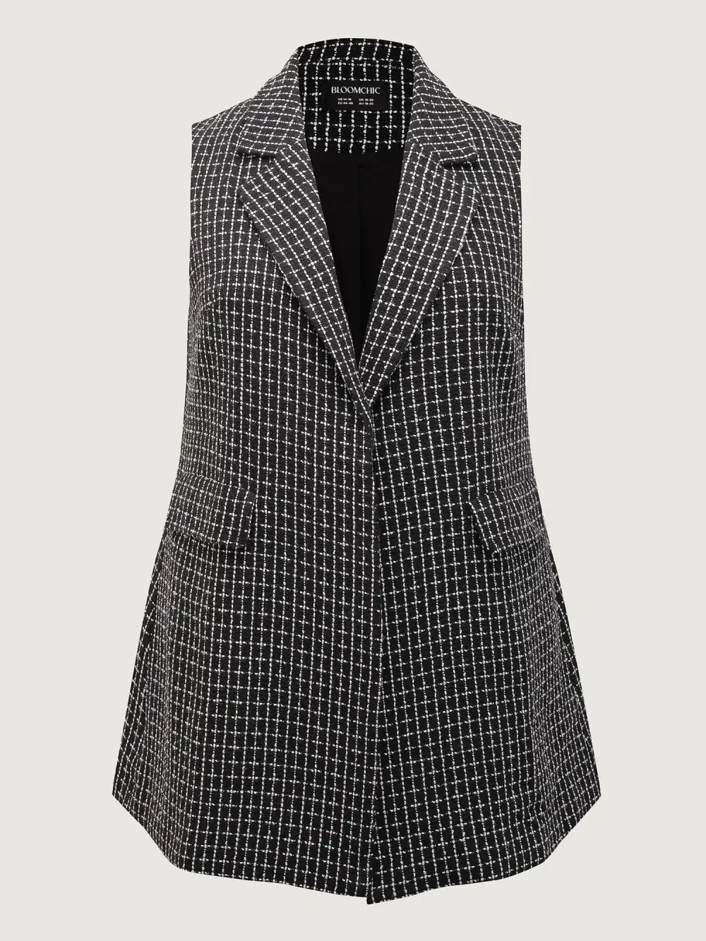 Tweed Long Pockets Notched Lapels Vest