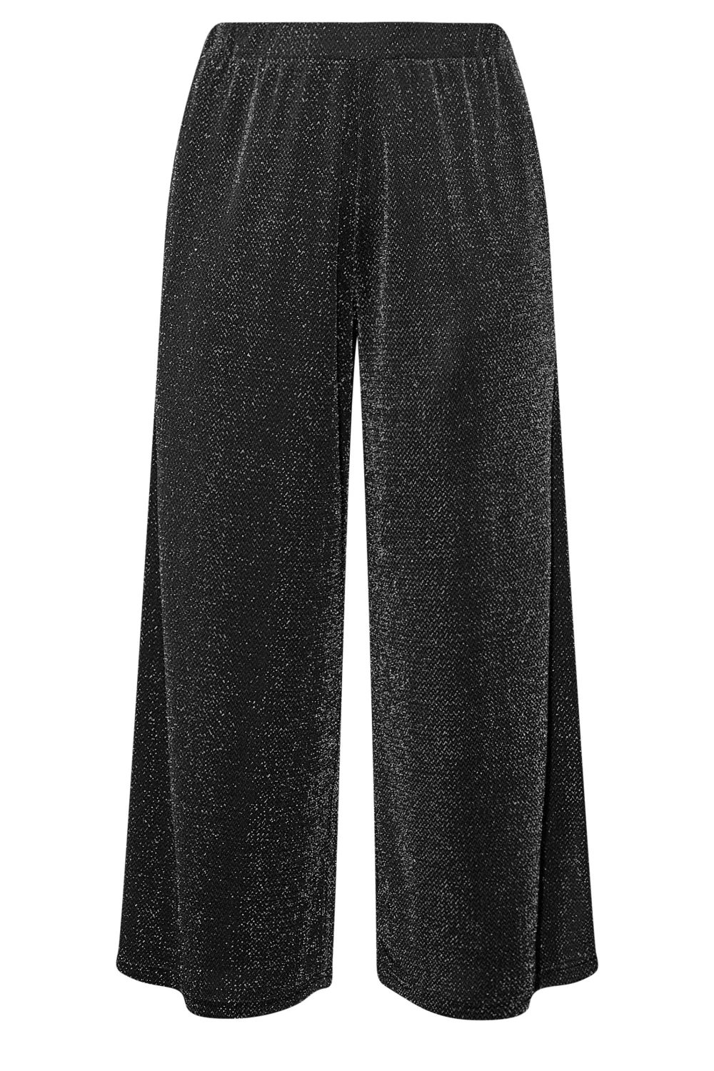 YOURS Curve Black Glitter Stretch Wide Leg Trousers