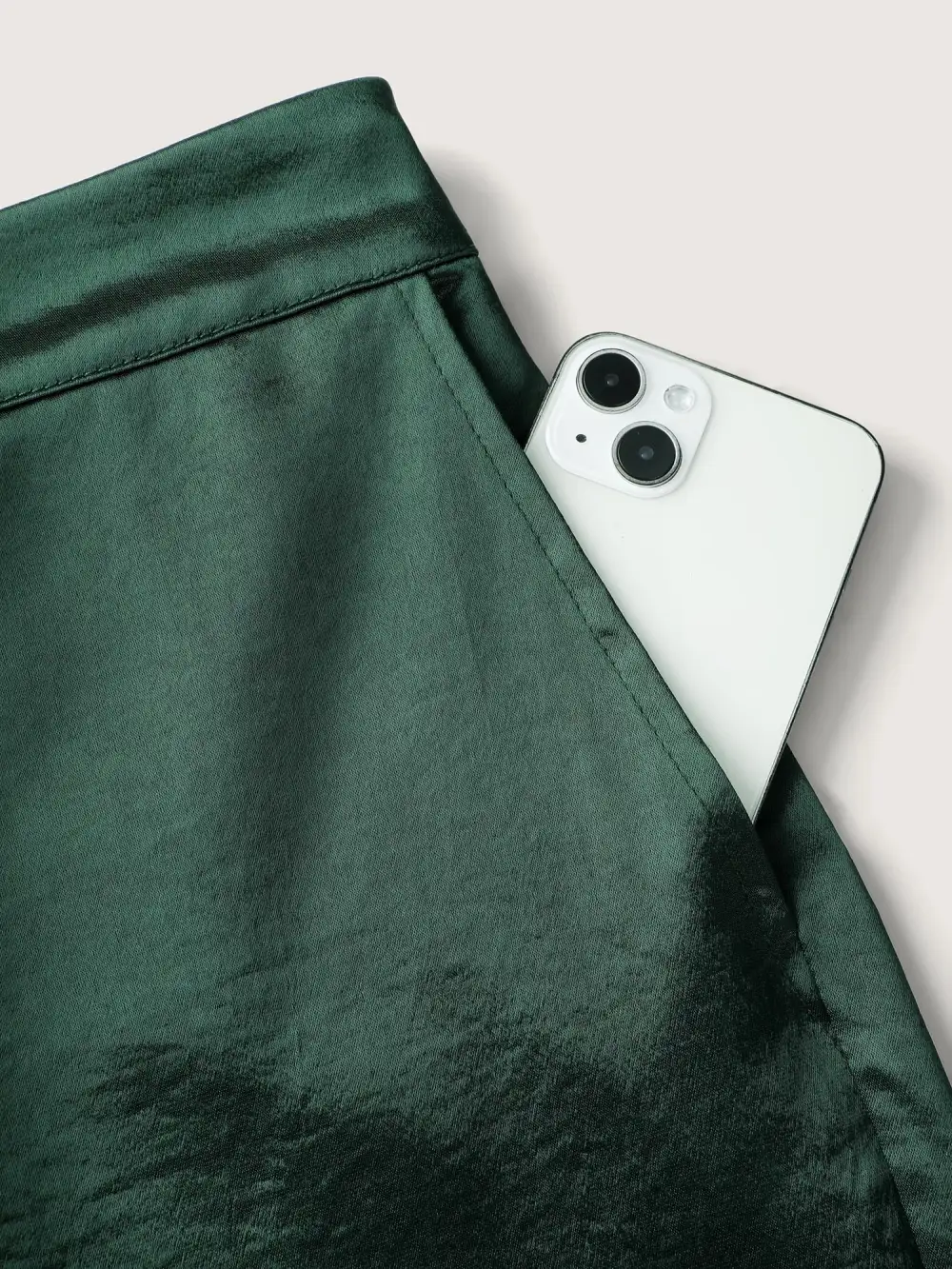 Satin Button Detail Straight-Leg Pants