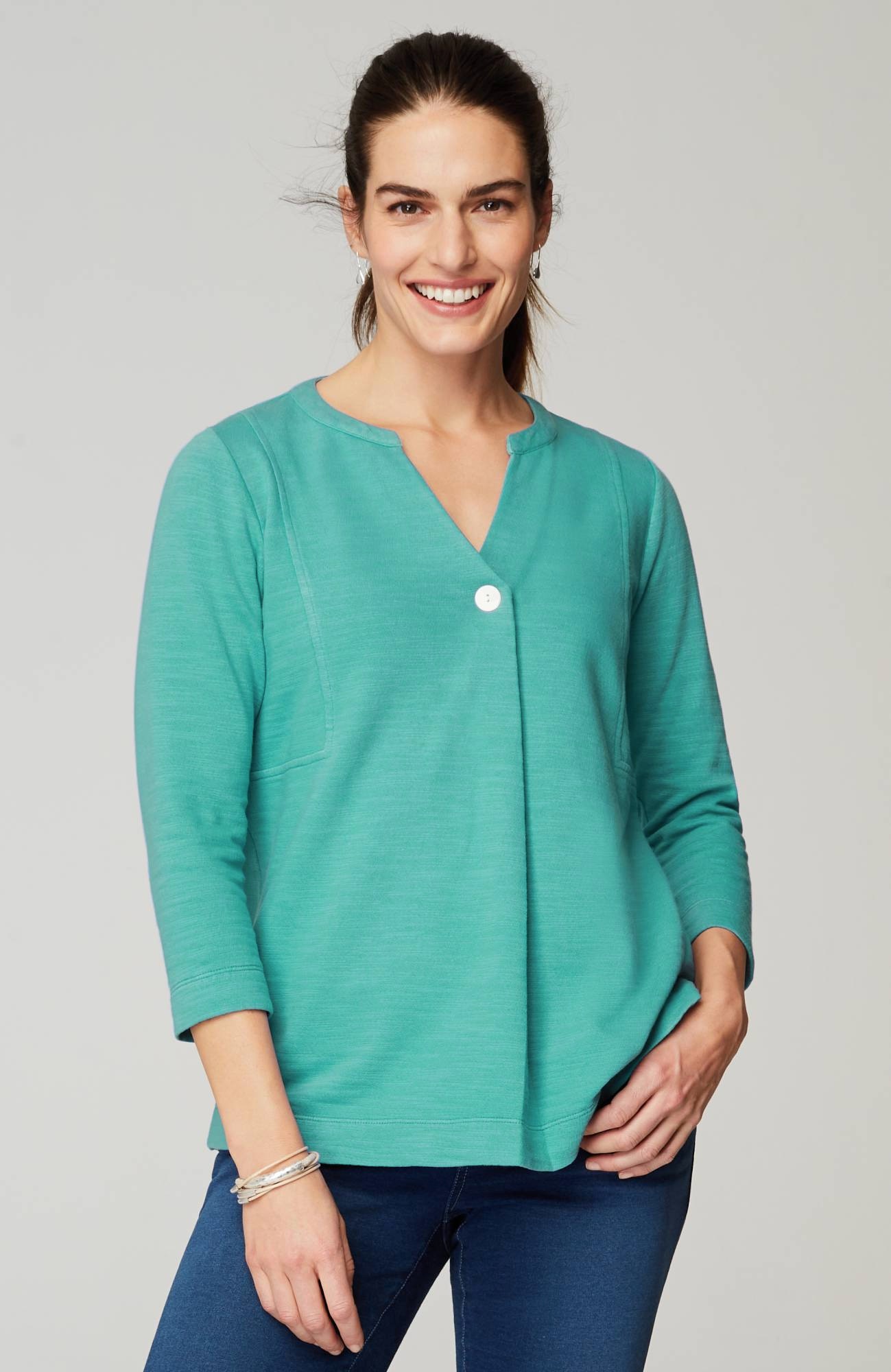 pure jill organically grown cotton buttoned top