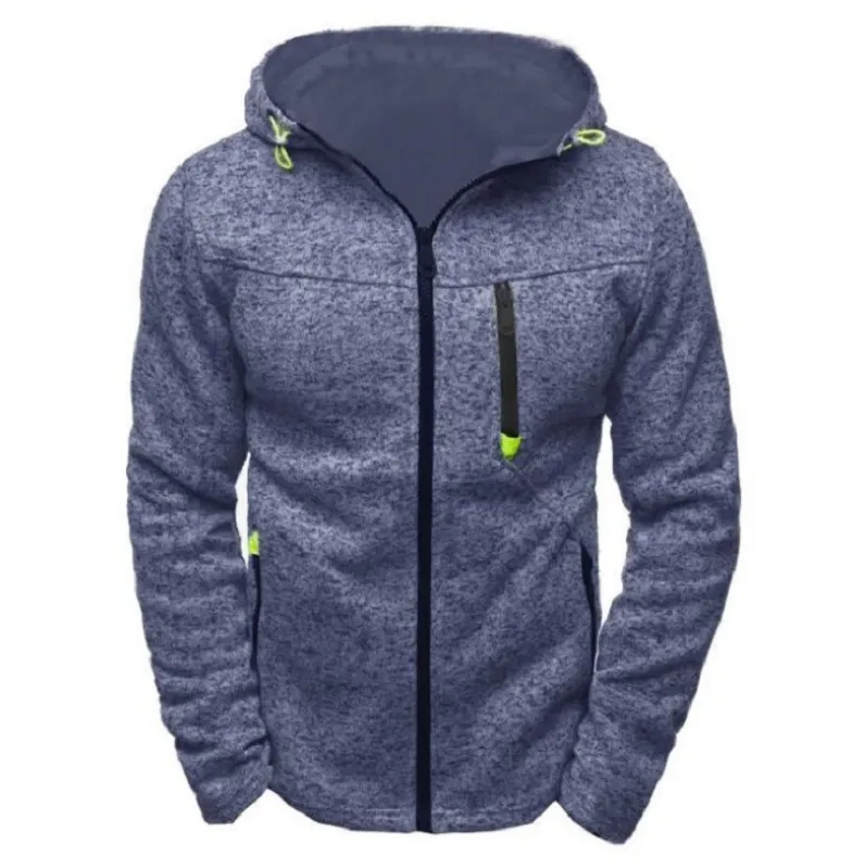 Men's Sports And Leisure Plus Fleece Hooded Cardigan Jacket