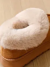 Women's Faux Fur Lined Slip-On Slippers with , Warm Winter Indoor House Shoes for Winter, Bedroom and Cozy Home Wear