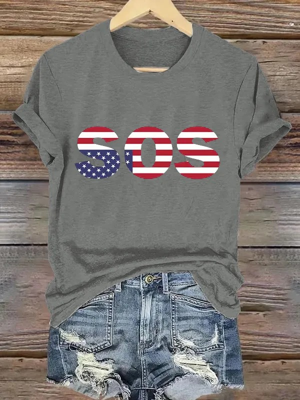 Retro SOS Print T-Shirt