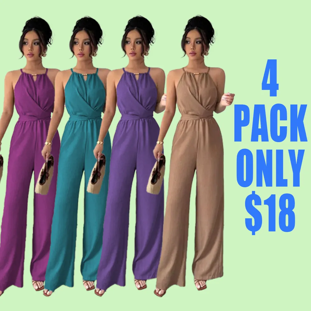 Women's Solid Color Jumpsuit – Elegant & Casual One-Piece for Daily Wear
