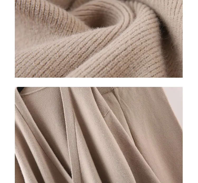 Casual Elegant Wrap Sweater Two-Pieces Sets