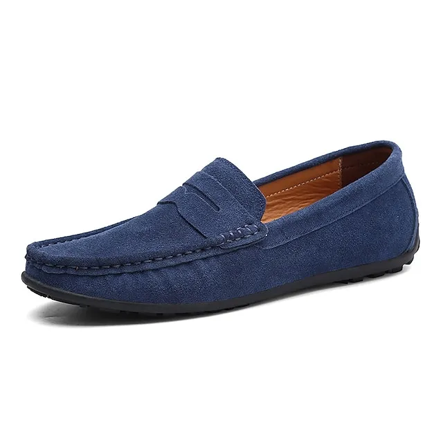 Men's Loafers & Slip-Ons Suede Shoes Comfort Shoes Driving Loafers Casual Outdoor Daily Suede Black Navy Blue Khaki Spring Summer