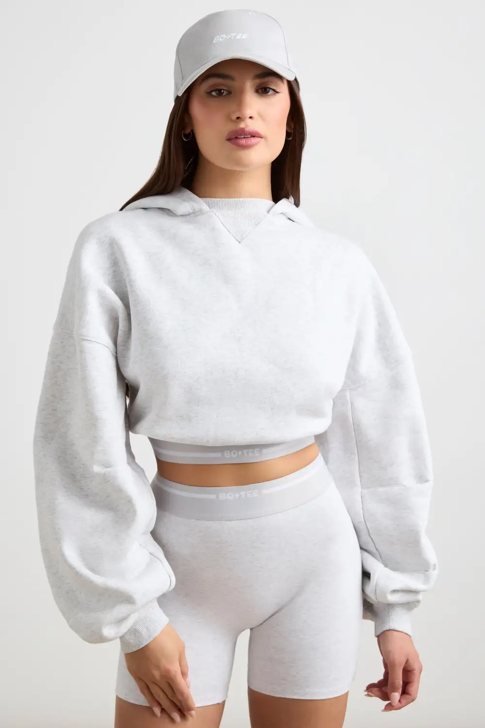 Pause - Cropped Hoodie in Grey Marl