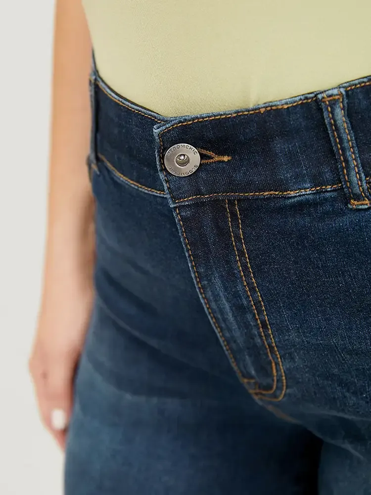 Very Stretchy High Rise Slant Pocket Denim Shorts