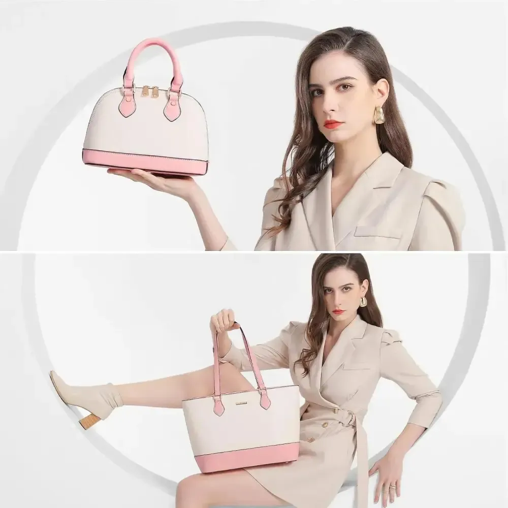 4PCS Women Fashion Handbags Purses Wallet Tote Shoulder Bags