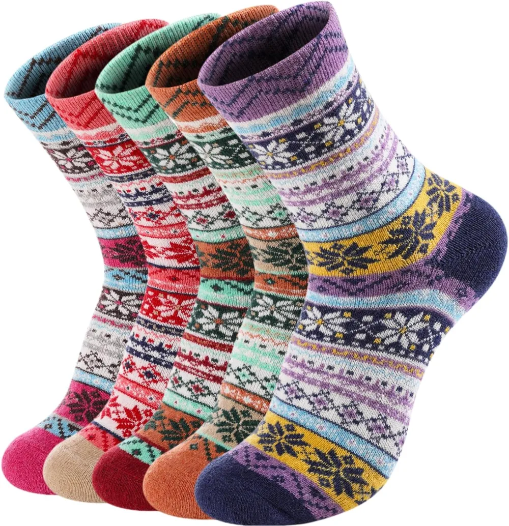 Clothirily Wool Socks- Thick Soft Wool Socks for Women, Vintage Warm Womens Wool Socks, Winter Warm Boot Socks for Women Men