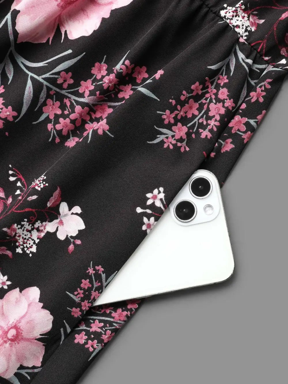 Floral Print Cold-Shoulder Pockets Midi Dress