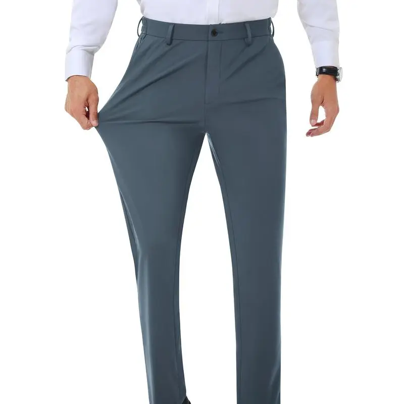 Men's Stretch Dress Pants No Iron Golf Pants Expandable Waist Flat Front Business Casual Pants