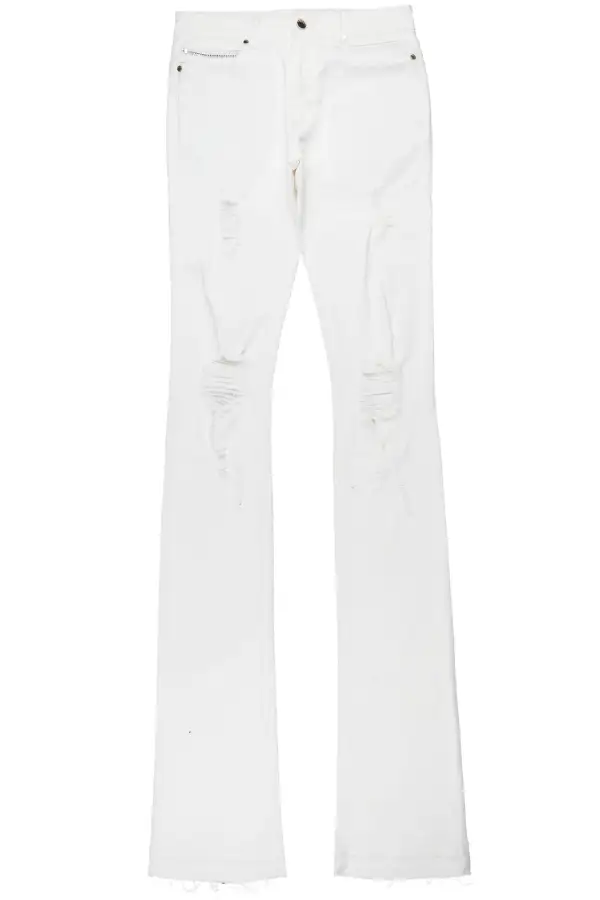 Sniper White Super Stacked Flare Jean