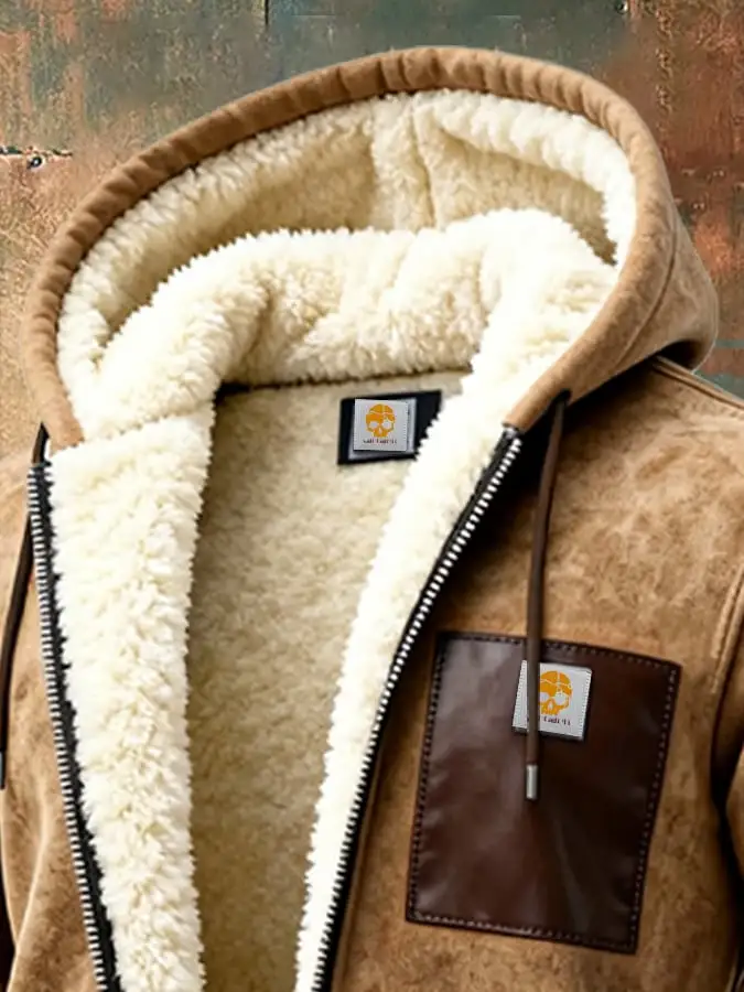 Men's Vintage Suede and Leather Multi-Pocket Outdoor Jacket