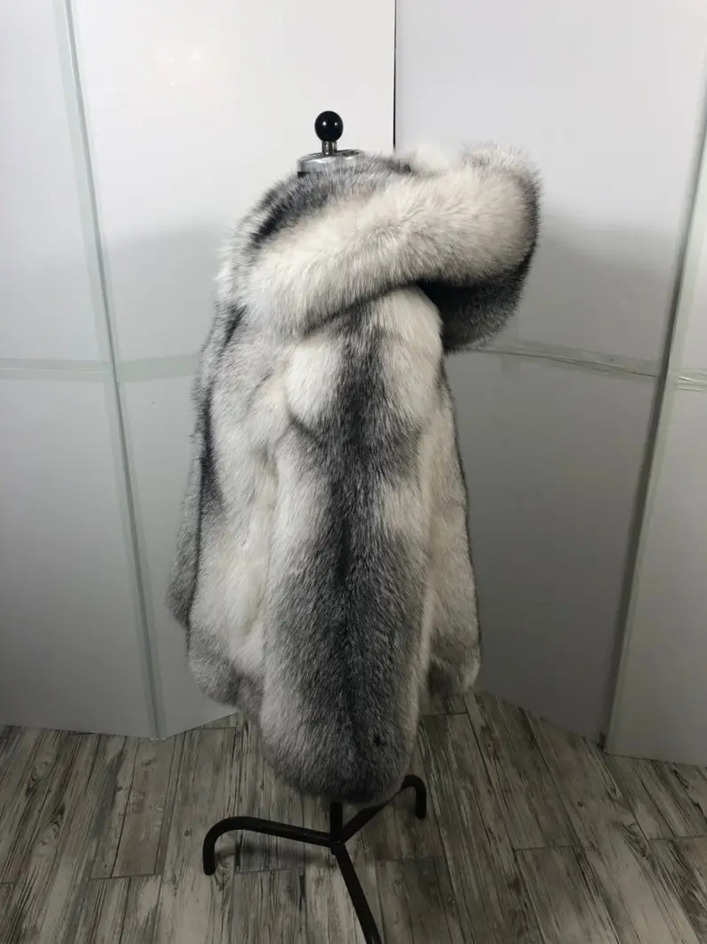 Platinum Fox Fur Coat Women's