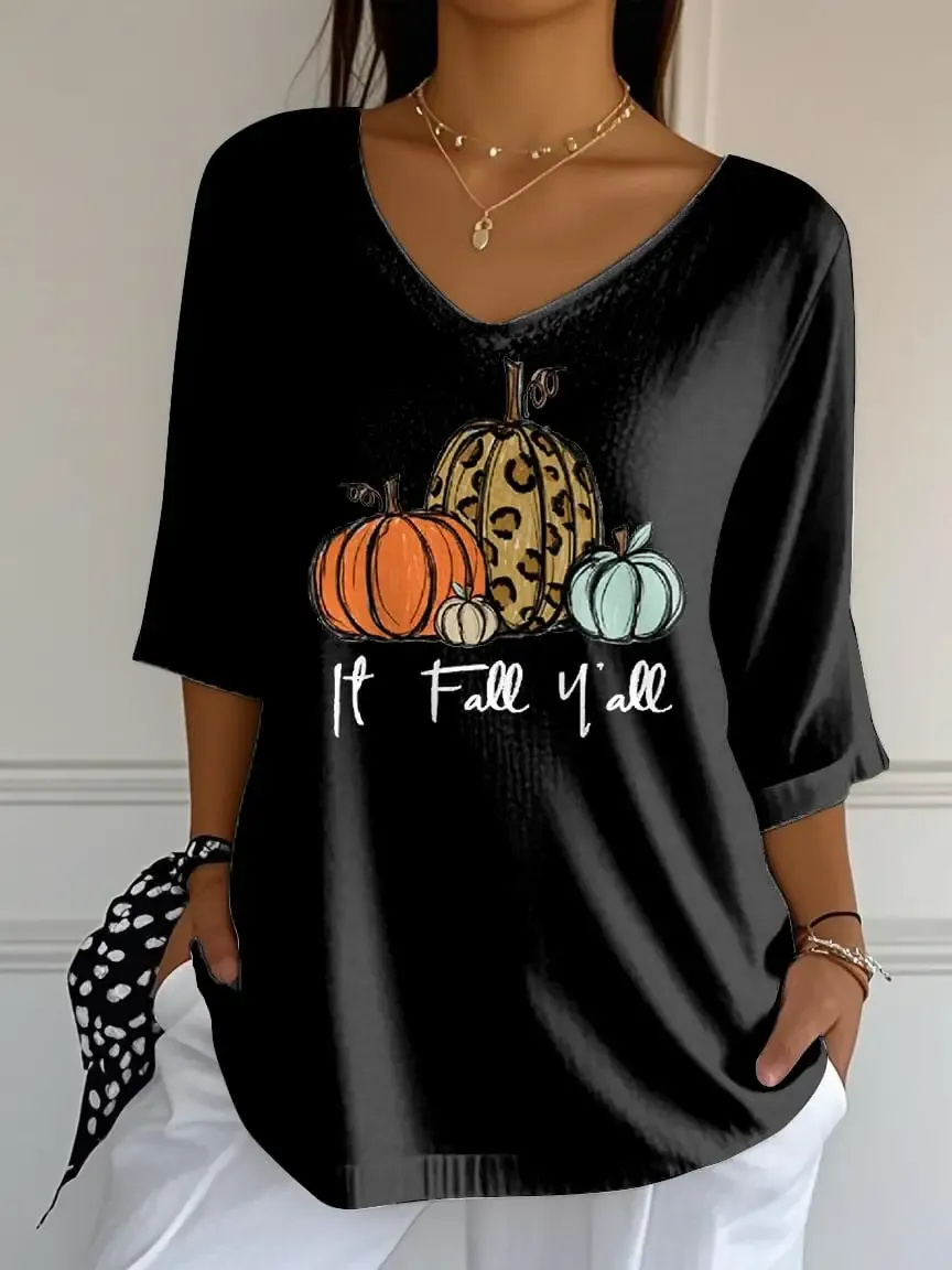 Women's Retro It'S Fall Y'All Print Mid Sleeve T-Shirt