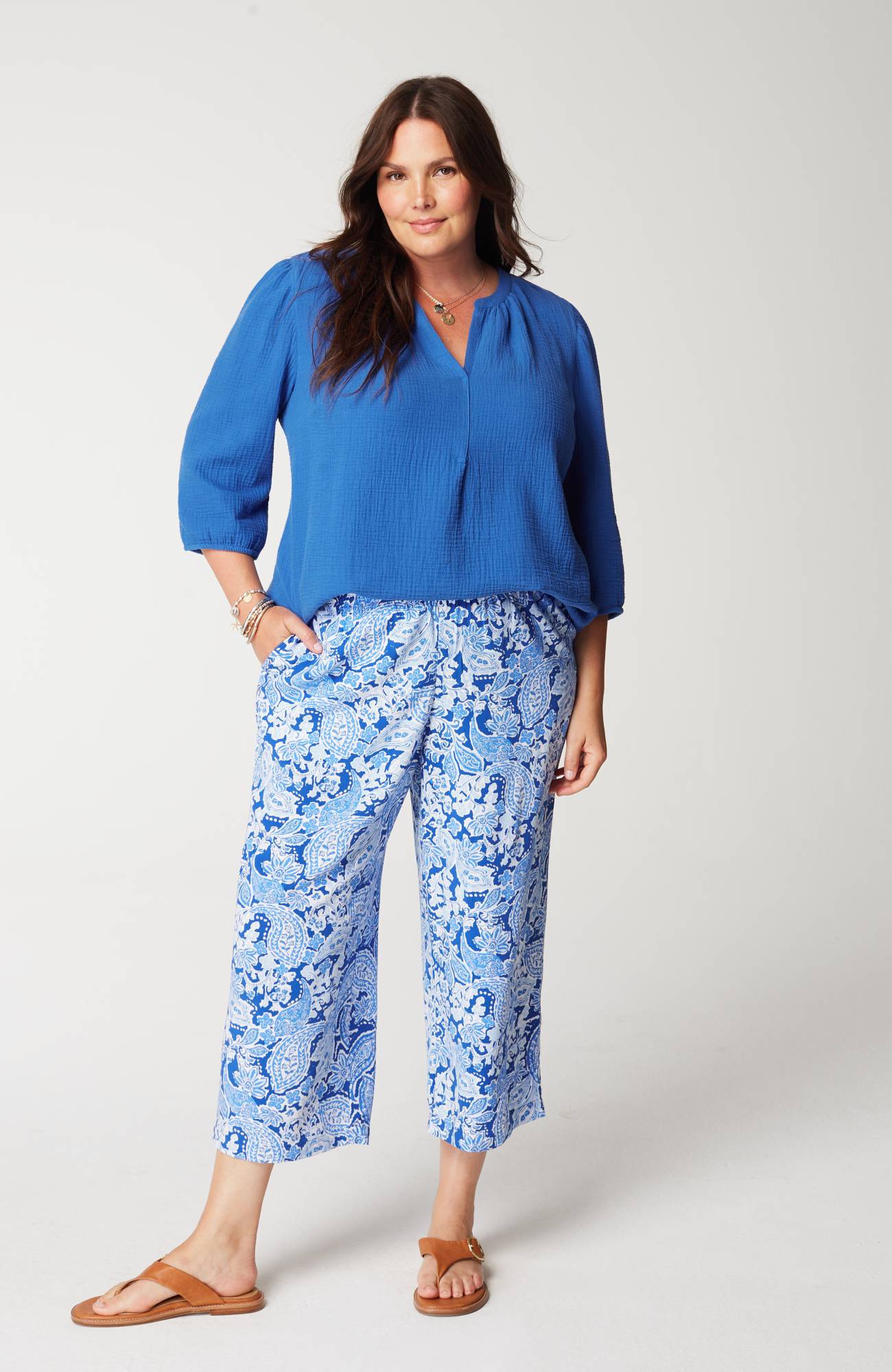 Cotton-Gauze Popover Top