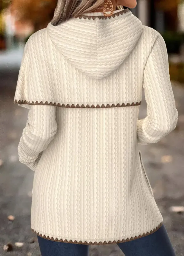 Beige Tummy Coverage Long Sleeve Hoodie